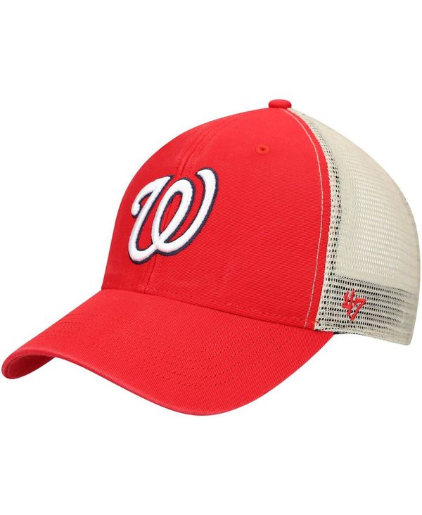 47ブランド メンズ 帽子 アクセサリー Men's Red, Natural Washington Nationals Flagship Washed MVP Trucker Snapback Hat Red, Natural