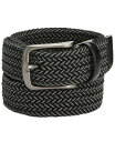 ペリーエリス メンズ ベルト アクセサリー Men's Webbed Leather-Trim Belt Black/Grey