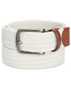 y[GX Y xg ANZT[ Men's Webbed Leather-Trim Belt White