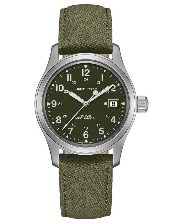 ハミルトン カーキ 腕時計（レディース） ハミルトン レディース 腕時計 アクセサリー Unisex Swiss Mechanical Khaki Field Green Canvas Strap Watch 38mm Green