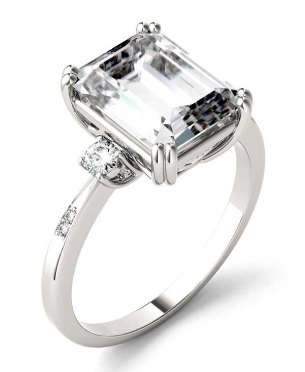 チャールズ アンド コルバード レディース リング アクセサリー Moissanite Emerald Engagement Ring (3-3/4 ct. tw.) in 14k White Gold White Gold
