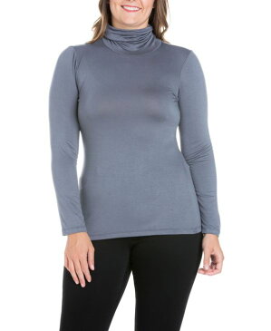 24セブンコンフォート レディース シャツ トップス Women's Plus Size Classic Turtleneck Top Charcoal