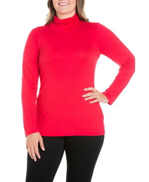 24セブンコンフォート レディース シャツ トップス Women's Plus Size Classic Turtleneck Top Red