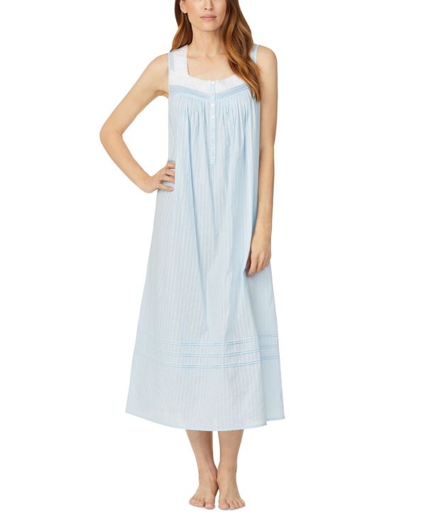 エイレーンウェスト レディース ナイトウェア アンダーウェア Women's Cotton Dobby-Stripe Ballet Nightgown Blue