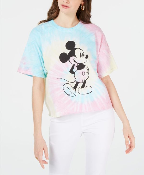 楽天ReVida 楽天市場店ディズニー レディース シャツ トップス Juniors' Cotton Mickey Mouse Tie-Dyed T-Shirt Multi Tie Dye