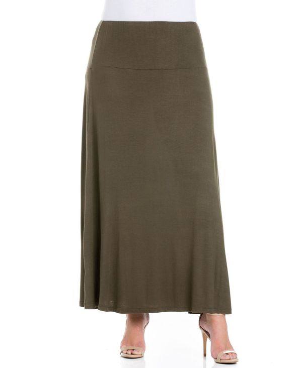24ZuRtH[g fB[X XJ[g {gX Women's Plus Size Maxi Skirt Olive