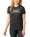 GG[|bvA[g fB[X Vc gbvX Women's Word Art Peeking Cat T-Shirt Black