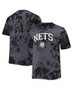 プロファイル メンズ Tシャツ トップス Men's Black Brooklyn Nets Big and Tall Marble Dye Tonal Performance T-shirt Black