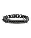 XeB[^C Y uXbgEoOEANbg ANZT[ Black Ion Plating Thick Cuban Link Chain and Simulated Black Diamonds ID Bracelet Black