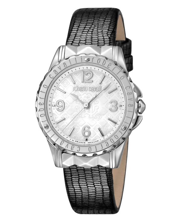 ロベルトカヴァリ レディース 腕時計 アクセサリー By Franck Muller Women's Swiss Quartz Gray Leather Strap Watch, 34mm Gray