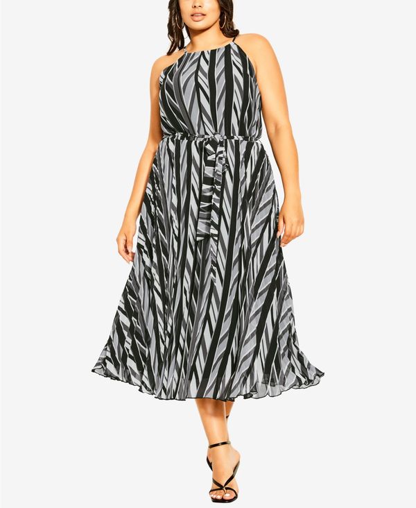 シティーシック レディース ワンピース トップス Trendy Plus Size Sexy Stripe Dress Black Sexy Stripe