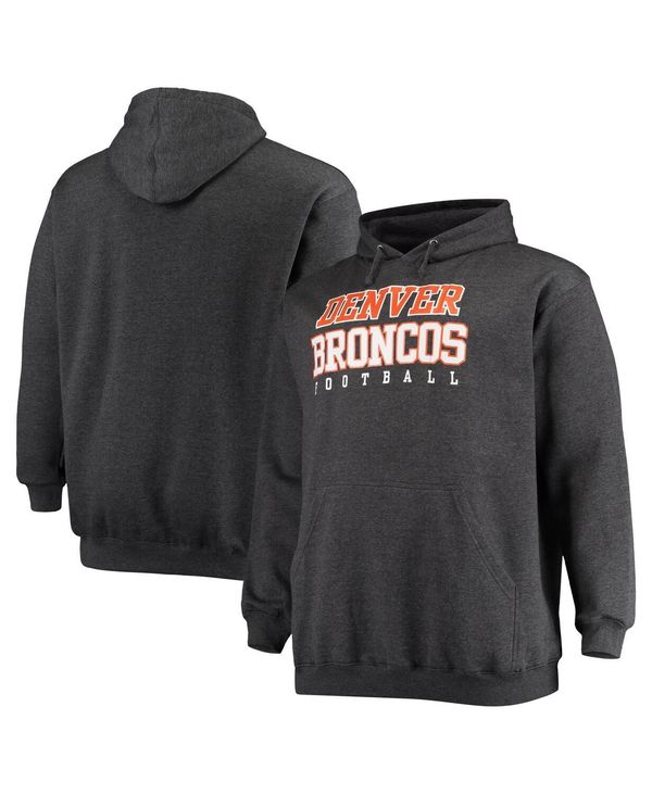 ファナティクス メンズ パーカー・スウェット アウター Men's Branded Heathered Charcoal Denver Broncos Big and Tall Practice Pullover Hoodie Heathered Charcoal