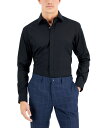 アルファニ メンズ シャツ トップス Men's Regular Fit 2-Way Stretch Formal Convertible-Cuff Dress Shirt, Created for Macy's Deep Black