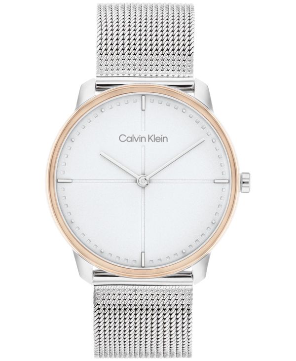 カルバンクライン 腕時計（メンズ） カルバンクライン メンズ 腕時計 アクセサリー Unisex Silver-Tone Stainless Steel Mesh Bracelet Watch 35mm Stainless Steel