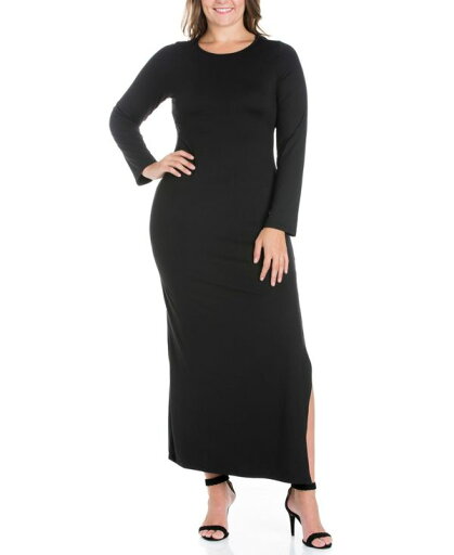 24セブンコンフォート レディース ワンピース トップス Women's Plus Size Side Slit Fitted Maxi Dress Black 24セブンコンフォート レディース ワンピース トップス Women's Plus Size Side Slit Fitted Maxi Dress Black