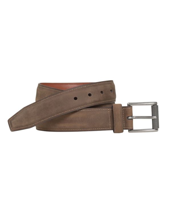 ジョンストンアンドマーフィー メンズ ベルト アクセサリー Men's Casual Oiled Leather Belt Brown