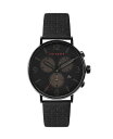 ebhx[J[ Y rv ANZT[ Men's Barnett Backlight Black Leather Strap Watch 41mm Black