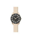 W[Yj[[N fB[X rv ANZT[ Women's Genuine Diamond Black Dial and Rose Gold-Tone Expansion Metal Bracelet Analog Watch 34mm Rose Gold-tone