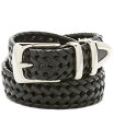 ペリーエリス メンズ ベルト アクセサリー Men's Leather Big and Tall Braided Belt BLACK