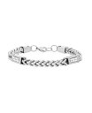 XeB[^C Y uXbgEoOEANbg ANZT[ Men's Stainless Steel Wheat Chain and Simulated Diamonds Link Bracelet Silver-tone