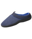 g[c Y T_ V[Y Isotoner Signature Men's Microterry Jared Hoodback Slippers with Memory Foam Navy Blue