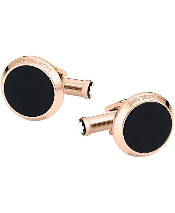 Montblanc カフス モンブラン メンズ カフスボタン アクセサリー Men's Meisterst&uuml;ck Red-Gold Stainless Steel and Onyx Inlay Cuff Links Rose Gold