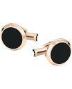 u Y JtX{^ ANZT[ Men's Meisterst&uuml;ck Red-Gold Stainless Steel and Onyx Inlay Cuff Links Rose Gold