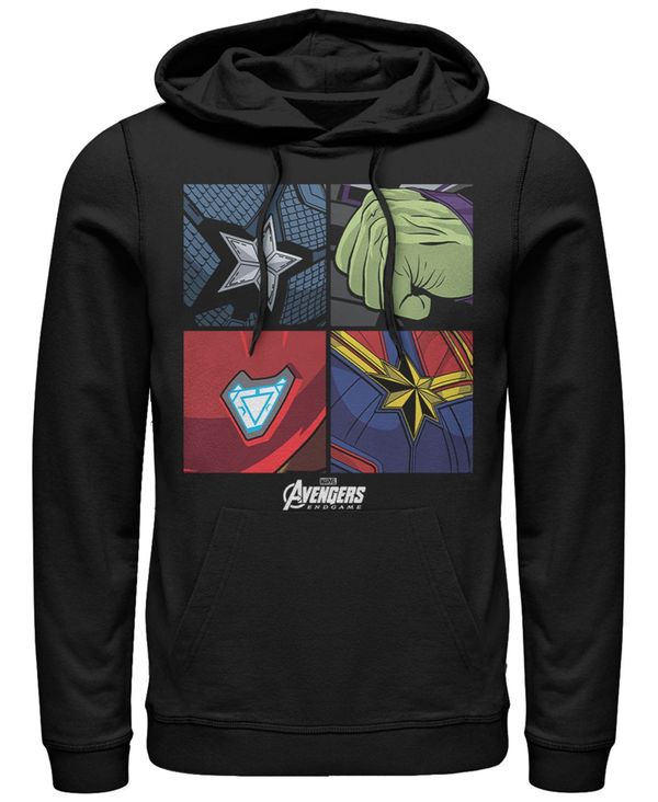 フィフスサン メンズ パーカー スウェット アウター Marvel Men 039 s Avengers Endgame Box Up Hero Logos, Pullover Hoodie Black