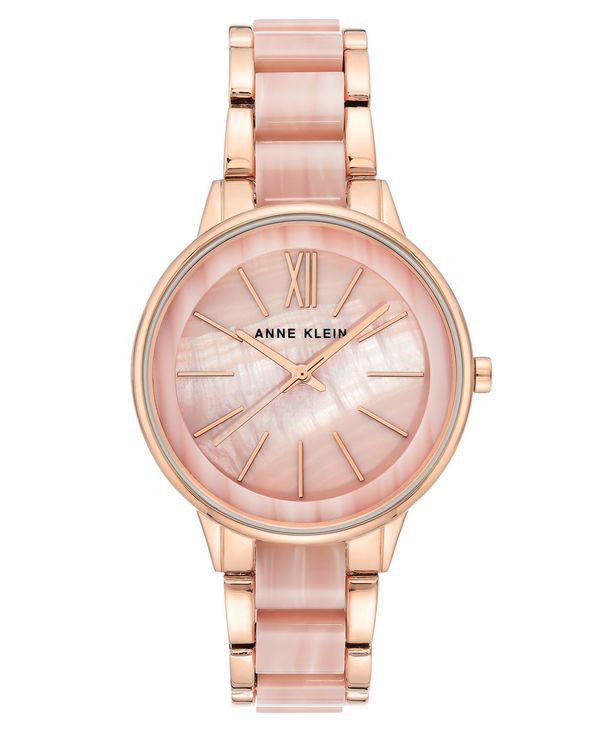アンクライン レディース 腕時計 アクセサリー Women's Rose Gold-Tone & Pink Marble Acrylic Bracelet Watch 37mm Rose Goldtone