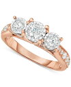 トゥルーミラクル レディース リング アクセサリー Diamond Three-Stone Ring (1 ct. t.w.) in 14k White, Yellow or Rose Gold Rose Gold|詳細画像