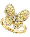 エフィー レディース リング アクセサリー EFFY&reg; Yellow Diamond (1/3 ct. t.w.) & White Diamond (1/3 ct. t.w.) Butterfly Ring in 14k Gold Yellow Gold