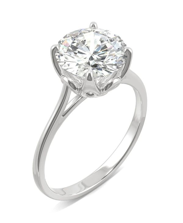 チャールズ アンド コルバード レディース リング アクセサリー Moissanite Round Solitaire Ring (2-3/4 ct. tw. Diamond Equivalent) in 14k White Gold or 14k Yellow Gold White Gold