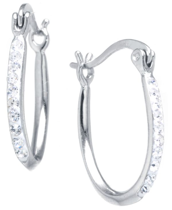 W[j xj[j fB[X sAXECO ANZT[ Crystal Oval Hoop Earrings in Sterling Silver or 14k Gold-Plated Sterling Silver. Available in Clear, Gray or Blue CLEAR