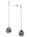 GtB[ fB[X sAXECO ANZT[ EFFY&reg; Cultured Tahitian Pearl (9mm) Chain Drop Earrings in Sterling Silver Sterling Silver