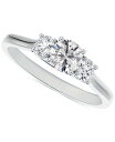 フォーエバーマーク レディース リング アクセサリー Diamond Round-Cut Three Stone Diamond Engagement Ring (1 ct. t.w.) in 14k White Gold White Gold