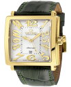 WFr Y rv ANZT[ Men's Avenue of Americas Swiss Automatic Italian Green Leather Strap Watch 44mm Gold-Tone