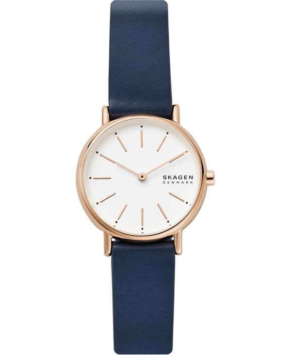 スカーゲン レディース 腕時計 アクセサリー Women s Signatur Navy Leather Strap Watch 30mm Navy