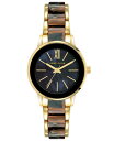 ANC fB[X rv ANZT[ Women's Three-Hand Quartz Gold-Tone Alloy with Gray and Brown Resin Bracelet Watch, 32mm Gold-Tone, Gray, Brown