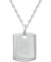 W[j xj[j fB[X uXbgEoOEANbg ANZT[ Cubic Zirconia Initial Dog Tag Pendant Necklace in Sterling Silver, 16