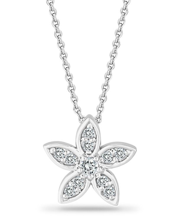 W[j xj[j fB[X lbNXE`[J[Ey_ggbv ANZT[ Cubic Zirconia Star Flower Pendant Necklace in Sterling Silver, 16