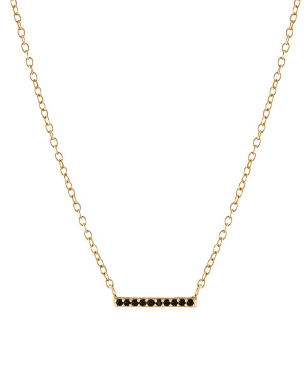 W[j xj[j fB[X lbNXE`[J[Ey_ggbv ANZT[ Black Spinel Bar Necklace Gold Over Silver