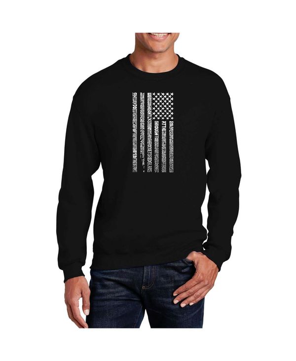 エルエーポップアート メンズ パーカー・スウェット アウター Men's Word Art National Anthem Flag Crewneck Sweatshirt Black