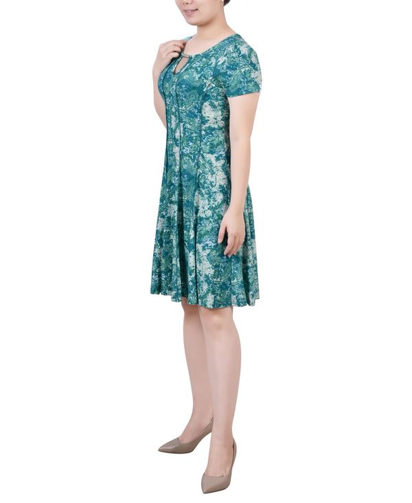 となります ニューヨークコレクション レディース ワンピース トップス Women's Short Sleeve Jacquard Knit Seamed Dress Lapis Tiedyepais：ReVida 店 サイズ