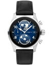 u Y rv ANZT[ Men's Summit 3 Black Leather Strap Smart Watch 42mm Black