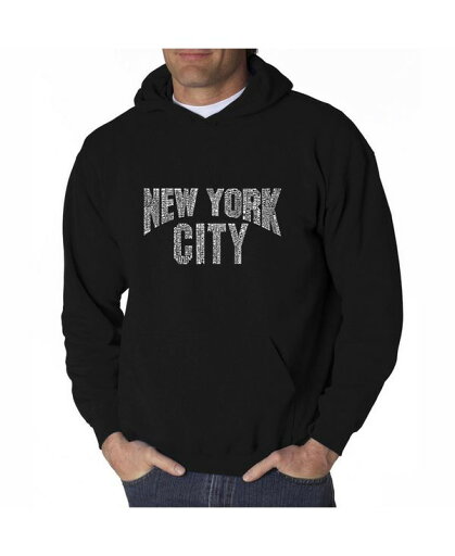 エルエーポップアート メンズ パーカー・スウェット アウター Men's Word Art Hoodie - New York City Neighborhoods Black エルエーポップアート メンズ パーカー・スウェット アウター Men's Word Art Hoodie - New York City Neighborhoods Black