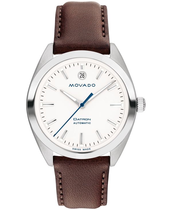 モバド メンズ アクセサリー 腕時計 レザー Movado Men's Heritage Datron Swiss Automatic Chocolate Genuine Leather Strap Watch 40mm Brown ブラウン