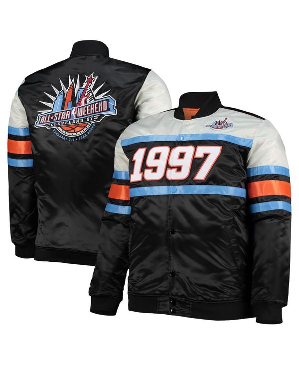 ミッチェル&ネス メンズ ジャケット・ブルゾン アウター Men's Black Big and Tall Hardwood Classics 1997 NBA All-Star Game Heavyweight Satin Full-Snap Jacket Black