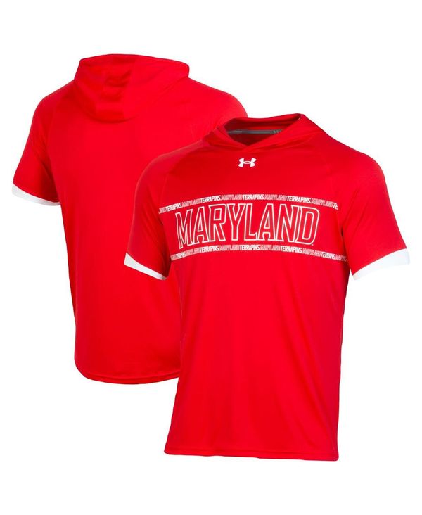 アンダーアーマー メンズ パーカー・スウェット アウター Men's Red Maryland Terrapins On-Court Basketball Shooting Hoodie Raglan Performance T-shirt Red