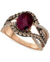 ル ヴァン レディース リング アクセサリー Raspberry Rhodolite (1-3/4 ct. t.w.) & Diamond (7/8 ct. t.w.) Swirl Ring in 14k Rose Gold Rhodolite