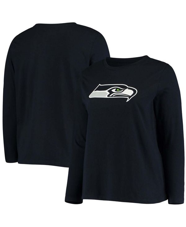 t@ieBNX fB[X TVc gbvX Women's Plus Size College Navy Seattle Seahawks Primary Logo Long Sleeve T-shirt Navy